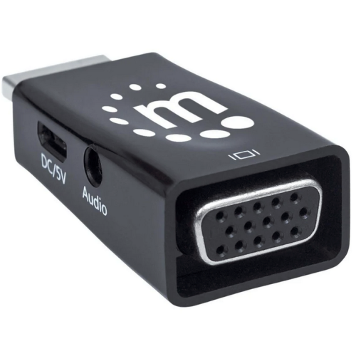 Adaptor Manhattan 151542, HDMI male - VGA female + 3.5 mm jack, Black