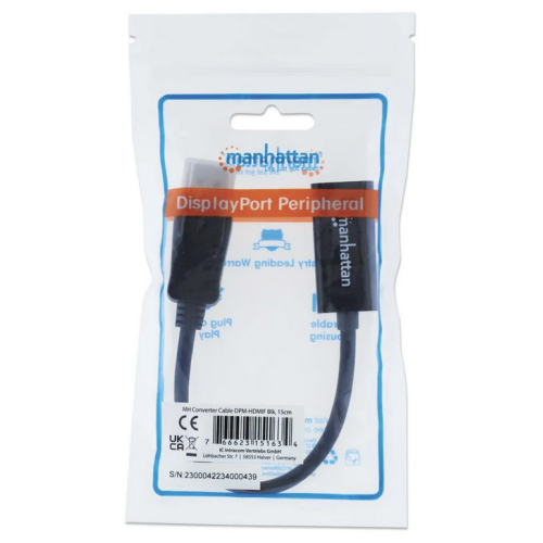 Adaptor Manhattan 151634, DisplayPort male - HDMI male, Black
