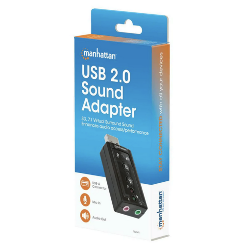 Adaptor Manhattan 152341, USB-A - 3.5 mm jack, Black