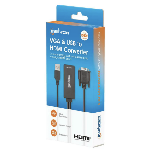 Adaptor Manhattan 152426, VGA + HDMI - USB, 1 m, Black