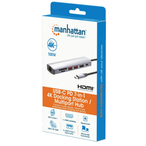 Docking Station Manhattan 7-in-1 153966, Silver