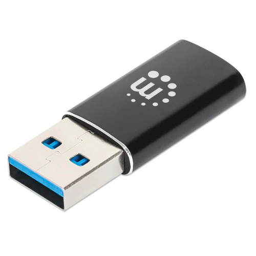 Adaptor Manhattan 153980, USB-A male - USB-C female, Black