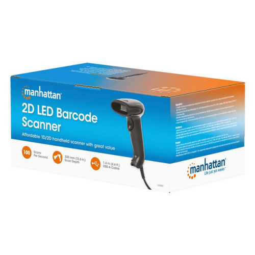Cititor coduri de bare Manhattan 153997, 2D, USB-A, Black