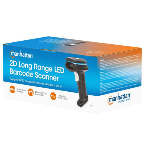Cititor coduri de bare Manhattan Long Range LED, 2D, USB-A, Black