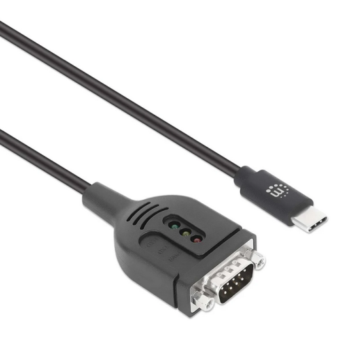Adaptor Manhattan 154499, USB-C - Serial DB9 / RS232, 1 m, Black