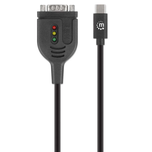 Adaptor Manhattan 154499, USB-C - Serial DB9 / RS232, 1 m, Black