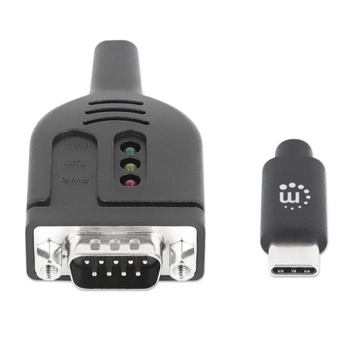 Adaptor Manhattan 154499, USB-C - Serial DB9 / RS232, 1 m, Black