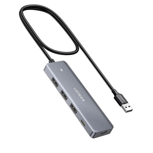 Hub USB Ugreen CM219, 3 x USB 3.2 gen 1, 2 x USB-C, Gray