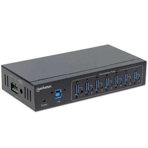 HUB USB Manhattan 164405, 7 x USB-A, Black