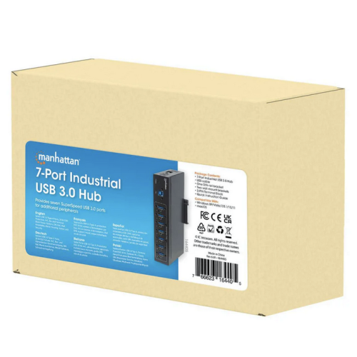 HUB USB Manhattan 164405, 7 x USB-A, Black