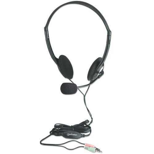 Casti cu microfon Manhattan 164429, 3.5 mm jack, Black