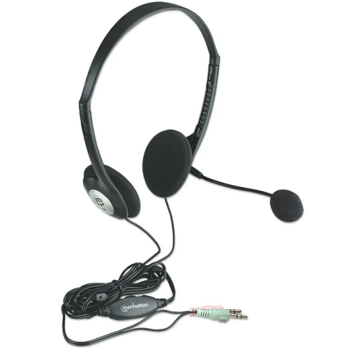 Casti cu microfon Manhattan 164429, 3.5 mm jack, Black