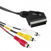 Cablu Hama 00043178, Scart - 3x RCA, 1.5m, Black