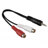 Cablu audio Hama 00043330, 3.5mm jack - 2x RCA, 0.1m, Black