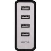 Incarcator retea Hama Auto-Detect, 4x USB-A, 5.1A, Black-White