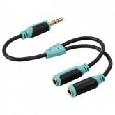 Cablu audio Hama Super Soft, 3.5mm male - 2x 3.5mm female, 0.15m, Green