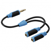 Cablu audio Hama Super Soft, 3.5mm male - 2x 3.5mm female, 0.15m, Black