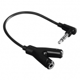 Cablu audio Hama 00122381, 3.5mm jack male - 2x 3.5mm jack female, 0.2m, Black