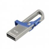 Stick memorie Hama Hook-Style, 16GB, USB 2.0, Silver-Blue