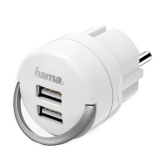 Adaptor priza Hama 00133753, 2 x USB-A, White