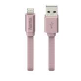 Cablu de date Hama Design Line, USB - Lightning, 1m, Pink