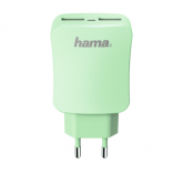 Incarcator retea Hama Design Line, 2x USB, 3.4A, Green