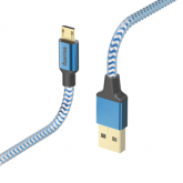 Cablu de date Hama Reflective, USB Tip A - Micro USB, 1.5m, Blue
