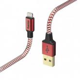Cablu de date Hama Reflective, USB Tip A - Lightning, 1.5m, Red