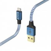 Cablu de date Hama Reflective, USB Tip A - Lightning, 1.5m, Blue