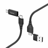 Cablu de date Hama 00183296, USB-C + microUSB - USB-C + USB, 1.5m, Black
