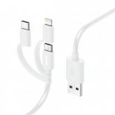 Cablu de date Hama 3-in-1 00187200, USB Tip A - Micro USB + USB Tip C + Lightning, 1m, White