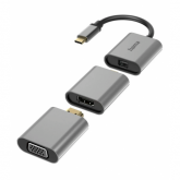 Adaptor Hama Connect2Go, USB-C male - Mini-DisplayPort/HDMI/VGA, Mini Displayport - HDMI/VGA, HDMI - VGA, Gray