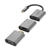 Adaptor Hama Connect2Go, USB-C male - Mini-DisplayPort/HDMI/VGA, Mini Displayport - HDMI/VGA, HDMI - VGA, Gray