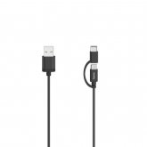 Cablu de date Hama 00200616, USB - microUSB/USB-C, 0.75m, Black