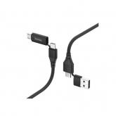 Cablu de date Hama 4-in-1 00201537, USB-A/USB-C male - micro USB/USB-C male, 1.5m, Black