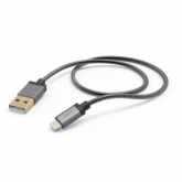 Cablu de date Hama Metal, USB-A female - Lightning male, 1.5m, Gray