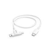Cablu alimentare Hama 00201722, USB-C - USB-C + Lightning, 1.55 m, White