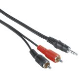 Cablu audio Hama 00205106, 2x RCA - 3.5mm jack, 2m, Black