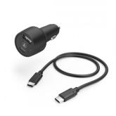 Incarcator auto Hama 00210522, 1x USB, 1x SUB Tip C, 30W, Black