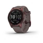 SmartWatch Garmin Fenix 7S Sapphire Solar Edition, 1.2inch, Curea silicon, Dark Bronze-Shale Grey