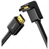 Cablu Ugreen HD103 HDMI Male - HDMI Male, unghi 90 grade la un capat, 2m, Black