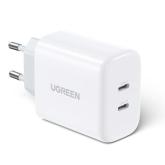 Incarcator retea Ugreen CD243, 2x USB-C, 40W, White