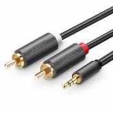 Cablu audio Ugreen AV102, 2x RCA male - 3.5mm jack male, 1.5m, Black