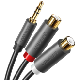 Cablu audio Ugreen AV109, 2 x RCA male - 1 x jack 3.5 mm male, 0.25 m, Gray