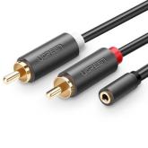 Cablu audio Ugreen AV102, 2x RCA - 3.5mm jack, 0.25m, Gray