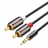 Cablu audio Ugreen AV116, 3.5mm jack male - 2x RCA male, 1m, Black