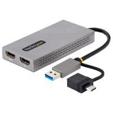 Adaptor Startech 107B-USB-HDMI, 2x HDMI - 1x USB-A, 1x USB-C, 