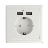 Priza Delock11471, 1x Socket, 2x USB-A, White