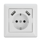 Priza Delock 11473, 1x Socket, 2x USB-A, White