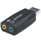 Adaptor audio Manhattan 150859, USB-A male - 2 x 3.5 mm jack female, Black